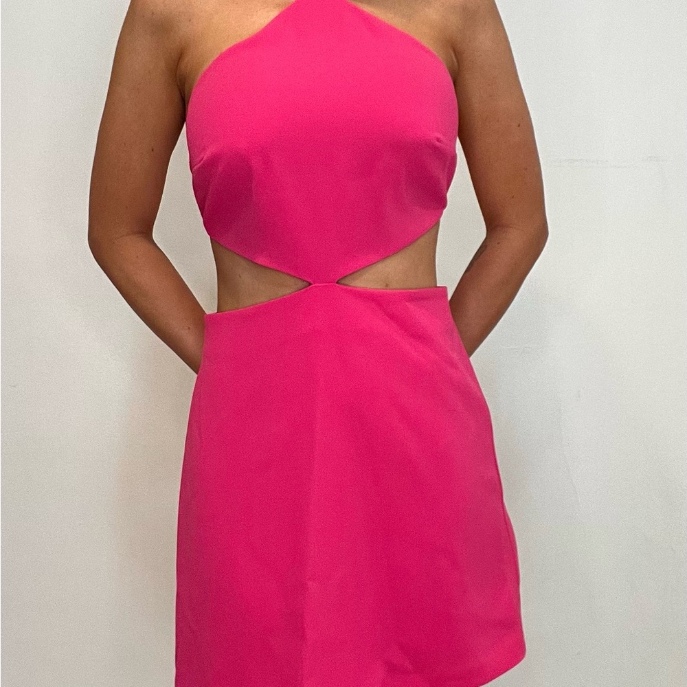 MARCIANO Elegant Pink Halter Cutout Dress